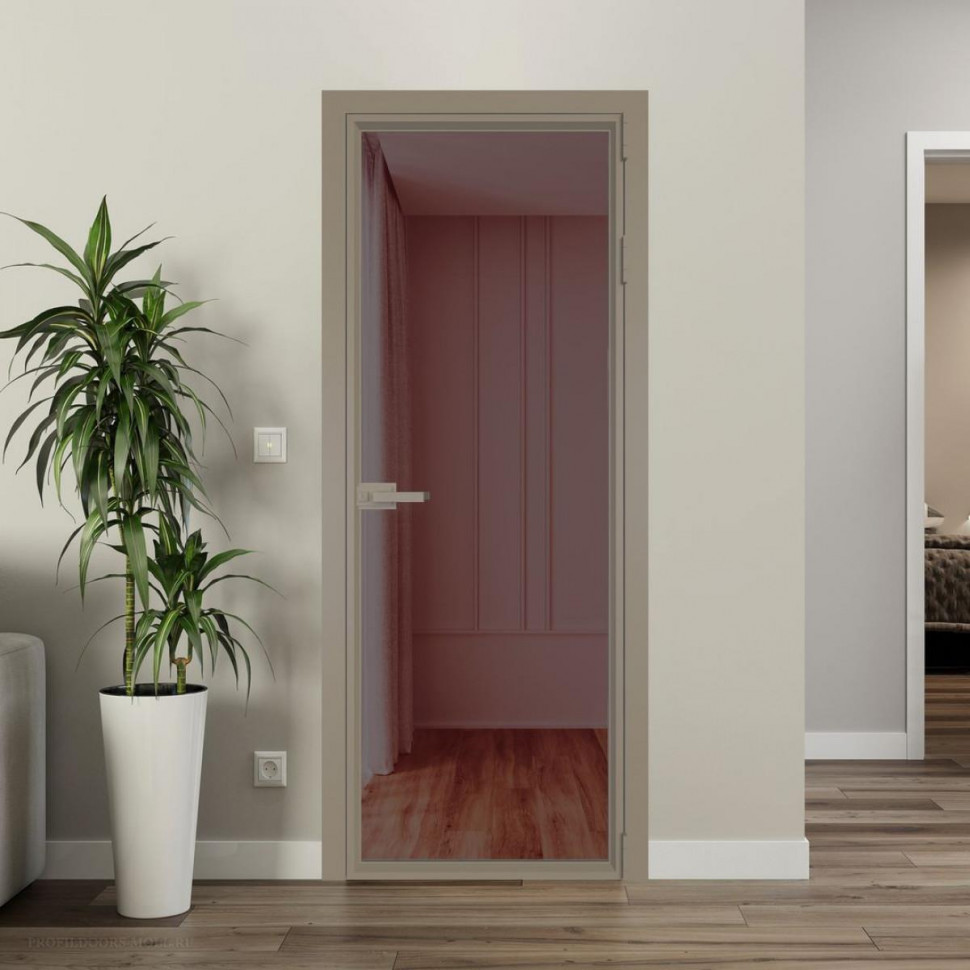 Межкомнатная дверь ProfilDoors 1 AV Золотистая бронза профиль Никель матовый