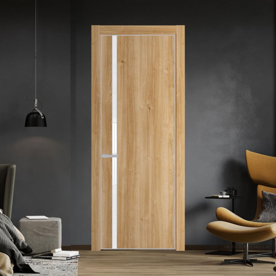 Межкомнатная дверь ProfilDoors 21 NE Дуб Карамель с кромкой Матовая с стекляной вставкой лак классик