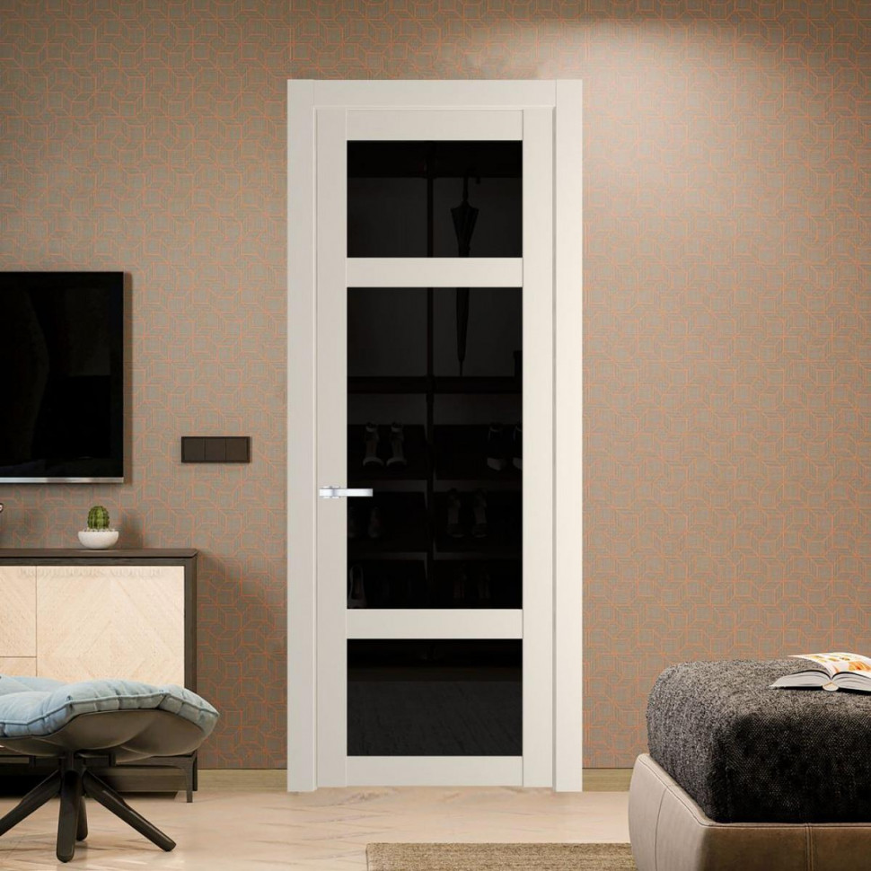 Межкомнатная дверь ProfilDoors 1.3.2 PD цвет Кремовая Магнолия вставка Черное тонированное