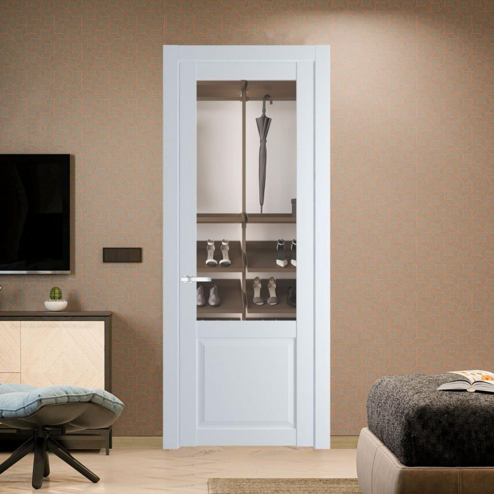 Межкомнатная дверь ProfilDoors 2.2.2 PD цвет Вайт вставка Прозрачное